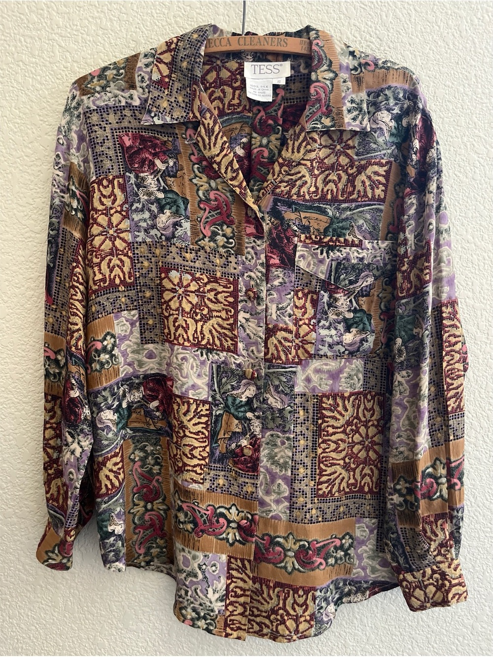 Vintage Tess Silk Patterned Button Down Women’s Size Small